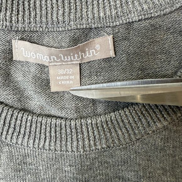 Woman Within Gray Sweater Vest 3X Work Academia Closet Staple Layer Pullover - Picture 3 of 7
